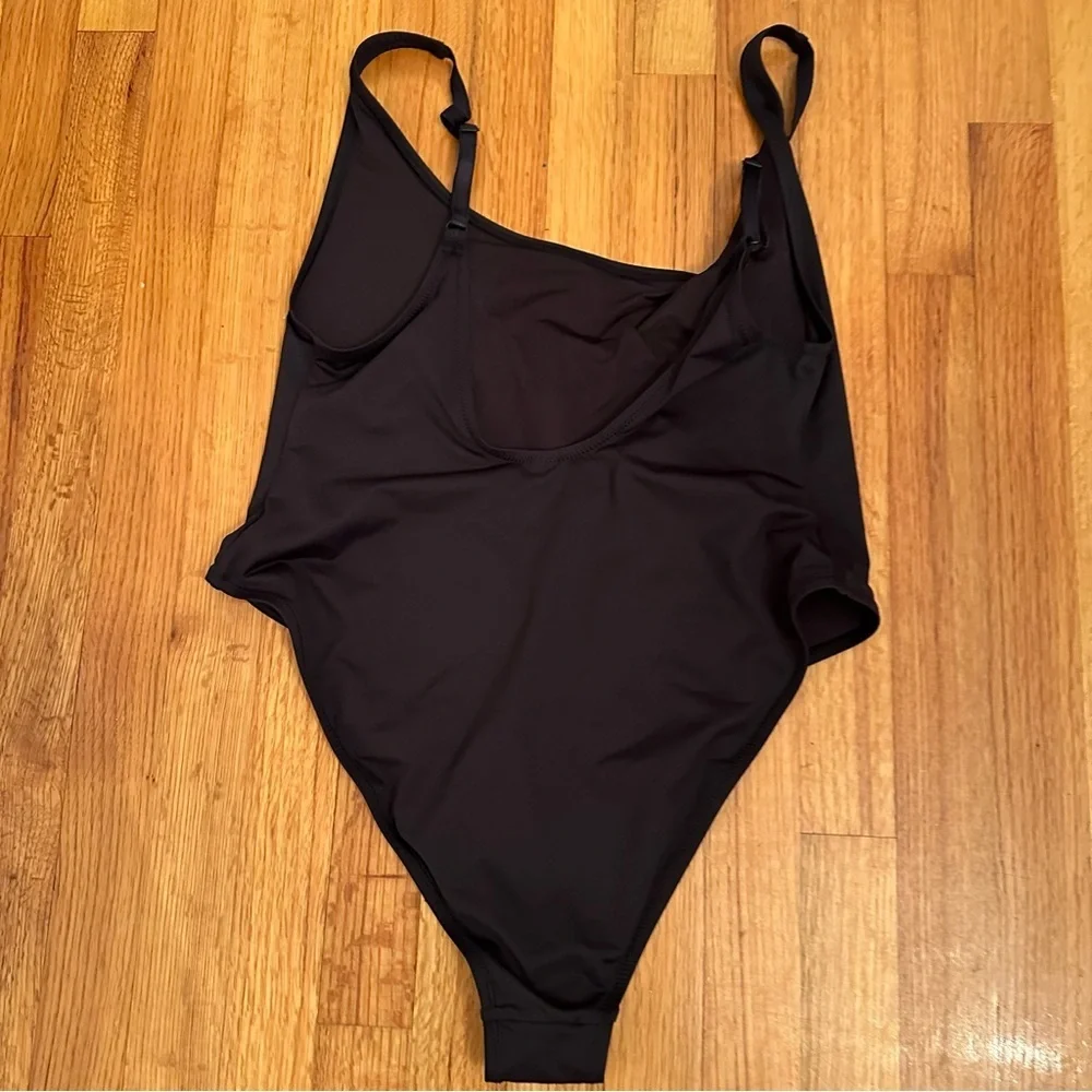 SKIMS Black Scoop Neck One-Piece Swimsuit
